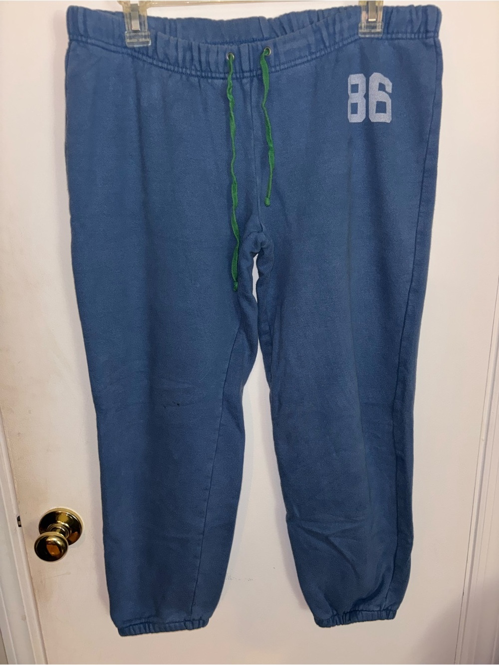 Vintage PINK Victoria's Secret Blue Track Joggers with Green Drawcord